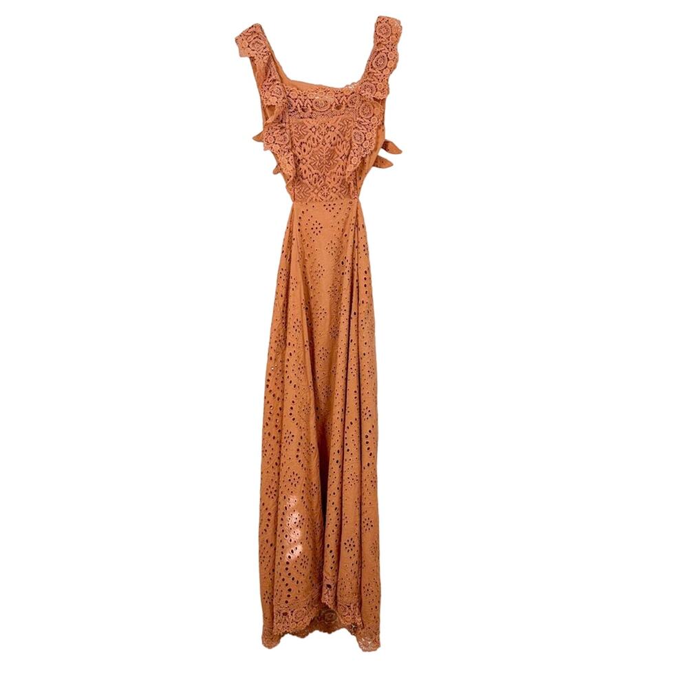 Nightcap x Carisa Rene Aimee Eyelet Copper Maxi Dress, EUC, Size XS MSRP $396 - Picture 6 of 15